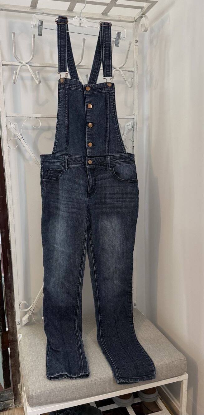 Tinseltown Denim Couture Overalls Skinny LG Blue Strech Outdoor